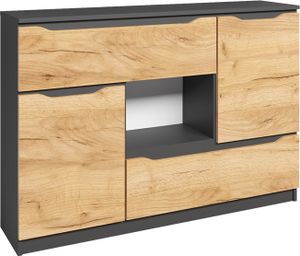 Vicco Kommode Ruben, 120 x 84 cm mit Schubladen, Anthrazit/Goldkraft Eiche