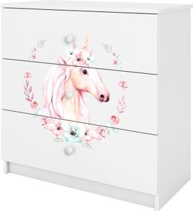 Kinderkommode mit Schubladen Pferd in der Farbe Weiß Babydreams
