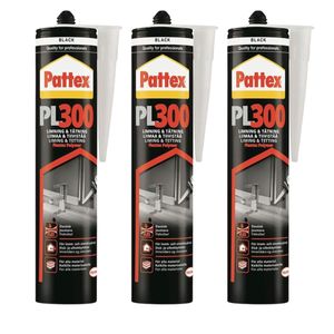 Pattex Montagekleber Baukleber Sockelkleber PL 300 3 x 300 ml  - Schwarz -