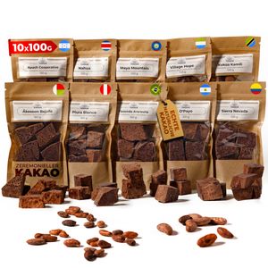 TERRAGEM Kakao-Set 10, Zeremonieller Rohkakao, Verschiedene Geschmacksrichtungen, 100% Kakaobohnen, Zuckerfrei, Laktosefrei, Keto, 10x100g TERRAGEM Kakao-Set 10, Zeremonieller Rohkakao, Verschiedene Geschmacksrichtungen, 100% Kakaobohnen, Zuckerfrei, Laktosefrei, Keto, 10x100g