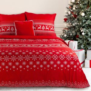 Posciel świąteczna z mikrowłókna NOEL 220X200 70X80X2 czerwona