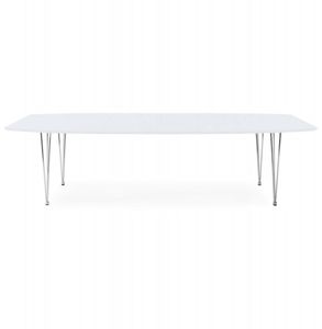 Casa Padrino Designer Konferenztisch Weiß / Chrom Ausziehbar 170-270 cm - Designer Tisch Esstisch