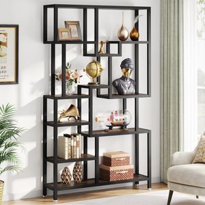 Regał Tribesigns, industrialny 7-poziomowy regał, 180 cm wysokości Etagere, drewniany regał, otwarta półka ekspozycyjna z metalową ramą Regał Tribesigns, industrialny 7-poziomowy regał, 180 cm wysokości Etagere, drewniany regał, otwarta półka ekspozycyjna z metalową ramą