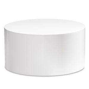 FineBuy konferenčný stolík MONOBLOC 60x60x30 cm biely vysoký lesk, dizajnový obývačkový stôl okrúhly, obývačkový rozkladací stôl jednoduchý, konferenčný stolík moderný