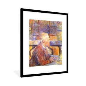 MuchoWow® Gerahmtes Poster Porträt von Henri de Toulouse-Lautrec - Vincent van Gogh 60x80 cm - Poster mit Schwarzem Bilderrahmen Wandposter Rahmen Foto Bilder - Wohnzimmer - Dekorationen - Prämie
