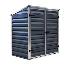 Palram-Canopia Metall Gerätebox, Mülltonnenbox "Voyager"  mit Doppel-Flügeltür, 90 x 139 x 146 cm schwarz