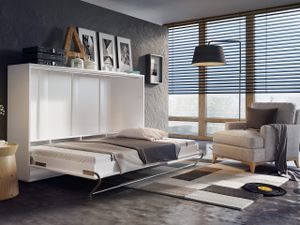 Horizontální sklápěcí manželská postel 120x200 CELENA 1 - bílá / lesklá bílá