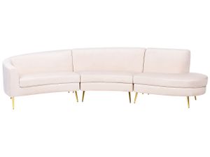 BELIANI Wohnlandschaft Helles Beige aus Samtstoff Rundecke Kinosofa Rundsofa für Wohnzimmer für Salon