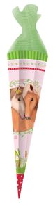 TRÖTSCH Schultüte 85 cm Pferde rosa grün Zuckertüte eckig