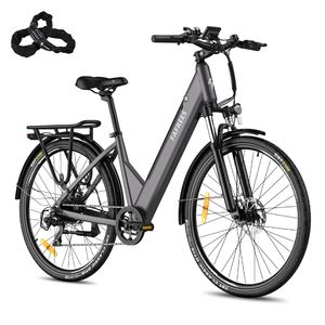 City E-bike FAFREES 250W 27,5 Zoll IP54 Akku 36V 14,5Ah, 25km/h Shimano 7S, City Elektrofahrrad 3,5 Zoll LCD Display mit App, Grau