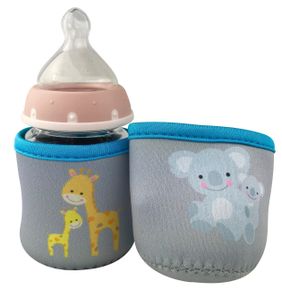 2x Baby Flaschenschutz (klein) - Babyflaschen Schutzhülle - Protection - Motiv: Giraffe & Koala - Baby Flaschenhülle - HECKBO