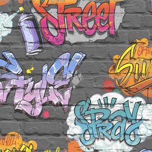 DUTCH WALLCOVERINGS Tapete Graffiti Mehrfarbig L179-01