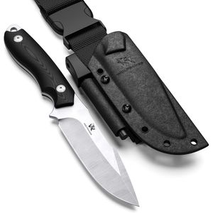 Wolfgangs Outdoor-Messer AMBULO mit Kydex Holster - Edles Jagdmesser aus einem Stück D2 Stahl gefertigt - DAS Bushcraft Messer für jedes Abenteuer - Perfektes Survival Messer (silber)