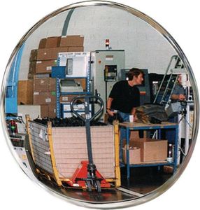 Lusterko kontrolne/bezpieczeństwa D.600mm widok z tyłu czarne z uchwytem 8m SPL