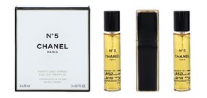 Chanel No 5 Eau de Parfum Twist and Spray 3 x 20 ml mit Zerstäuber