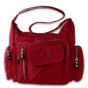 Taška Street Nylonová taška Dámska kabelka cez rameno Červená taška 30x15x22 OTJ204R