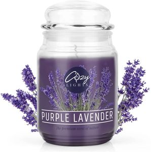 Cozy Lights Große Duftkerze 625ml  Bis 140 Stunden Brenndauer - Purple Lavender