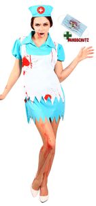 Horror Kostüm Damen Krankenschwester Blut mit Blutige Mundschutz Maske Größe: 40-42