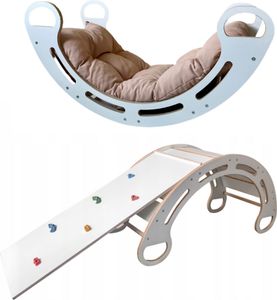 Montessori-Schaukel mit Kissen (in beige)) und Rutsche. Weiß, 85 cm, 5 in 1, 7 in 1 Montessori-Schaukel mit Kissen (in beige)) und Rutsche. Weiß, 85 cm, 5 in 1, 7 in 1