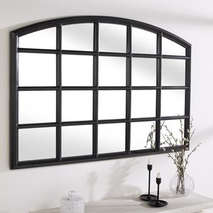 riess-ambiente Moderner Wandspiegel PARIS 120cm schwarz Fensterspiegel Rundbogen-Design Spiegel Hängespiegel Dekospiegel