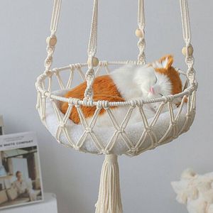 Macramé Cat Hammock Boho Style Hanging Rocking Bed Pet Sleepers