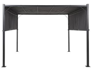 BELIANI Pergola šedý polyester ocelový rám 310 x 310 cm látkové stínidlo solární LED světla zahradní přístřešek