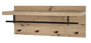 HAKU Möbel Wandgarderobe eiche, schwarz - Maße: B 75 cm x H 30 cm x T 26 cm; 37444