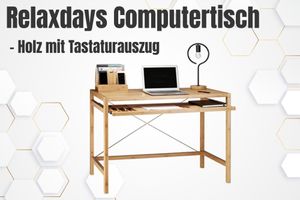 Drewniane biurko komputerowe Relaxdays z szufladą na klawiaturę
