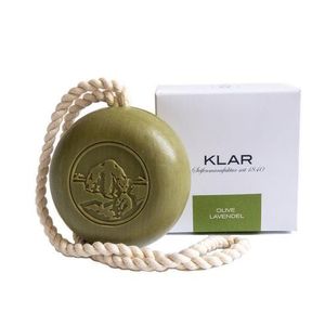 KLAR SEIFEN 110024 Haar- und Körperseife Olive & Lavendel mit Kordel 250 g