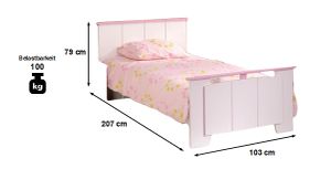 Kinderbett Biotiful weiß / rosa Bett Kinderbett Bettliege Prinzessin Mädchen Kinderzimmer