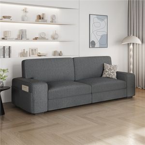 Yaheetech 3-Sitzer Sofa 212×81 cm Polstersofa aus Cordstoff mit Kissen und Rückenlehne & Armlehnen Dunkelgrau