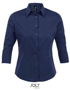 SOLS Damen Bluse Popeline Stretch 3/4 Arm 17010 Blau Dark Blue S