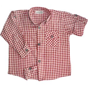 Kinder Trachtenhemd für Trachtenlederhosen Trachtenmode kariert , Farbe:Rot, Größe:176
