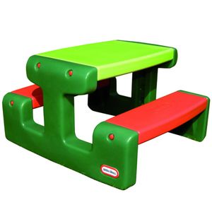 Little Tikes  Kindertisch mit 2 Sitzbänken für den Garten, Kunststoff, Grün/Rot