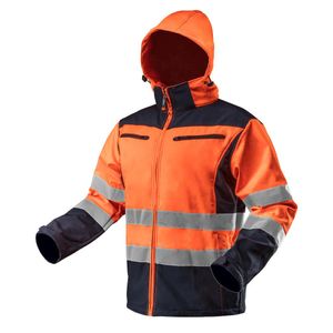 NEO TOOLS High Visibility Pro Hi-Vis Softshell Jacket - Jacke mit Reflektoren - Wasserdichte Softshell – Color: Orange - Gr. XL