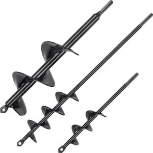 VEVOR Gartenbohrer φ38x220mm φ48x370mm φ77,6x300mm Erdbohrer Bohrmaschine PCM-Stahl Pfahlbohrer für 3/8"(9,53mm) Sechskant-Bohrschrauber Spiralbohrer Erdlochbohrer zum Pflanzen & Mischen von Samen
