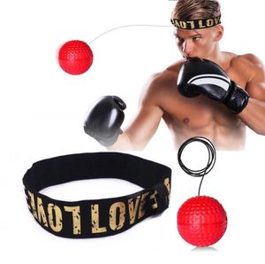 INF Stirnband mit Reflexball, Kampfball mit Stirnband für Boxtraining, Reaktionsball Rot M