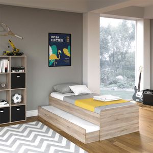 Detská posteľ Livinity® Enzo, 90x200 cm s matracom a lamelovým roštom, Sonoma