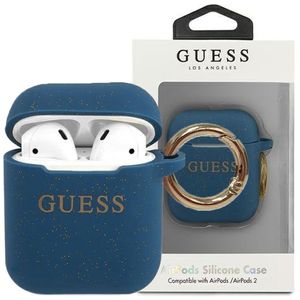 Guess GUACCSILGLBL pouzdro na AirPods 2. Generace / 1. Generace blue Silicone Glitter