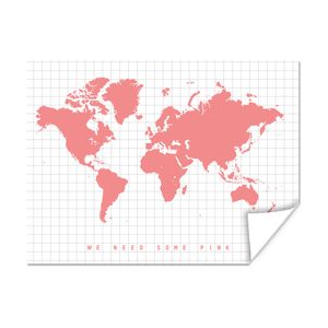 MuchoWow® Poster Weltkarte - Taschen - Rosa 80x60 cm - Kunst für zu Hause
