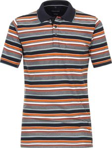 CASAMODA Herren Polo-Shirt Kurzarm Regular-Fit Orange gestreift L