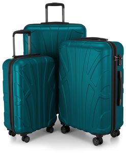 Suitline - Sada 3 kufrov na kolieskach Kufr na kolieskach Cestovný kufor s tvrdou škrupinou, TSA, (S, M a L), zelená farba