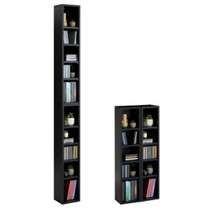CD DVD Regal Ständer Aufbewahrung CHART in schwarz mit 10 Fächern für bis zu 160 CDs, 20x186 cm (Breite x Höhe)