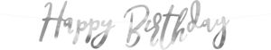 Happy Birthday Schriftzug Girlande 16x62cm silber metallic