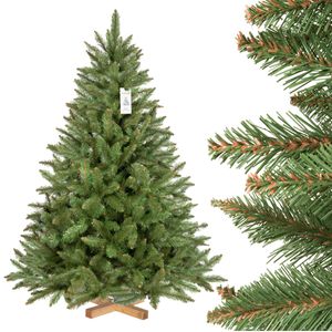 FAIRYTREES Weihnachtsbaum künstlich FICHTE NATUR, grüner Stamm, Material PVC, inkl. Holzständer, 150cm