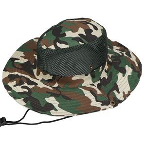 Modischer Outdoor-Fischer-Eimer-Boonie-Hut mit breiter Krempe, Tarnung, UV-Schutz, grün