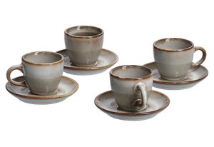 Zeller Espresso-Set, 8-tlg., Keramik, taupe