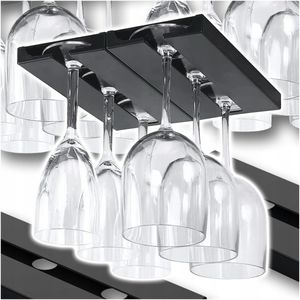 Weinglashalter 2 Pack Weinglasregal kein Bohren Weinglashalter unter Schrank hängende Stemware Rack für Bar und Küche Schrank Schwarz