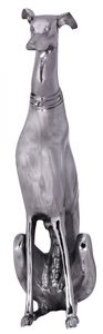 Wohnling Dekoration Design Dog aus Aluminium silbern Windhund Skulptur Hundestatue; WL1.251
