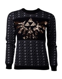 The Legend of Zelda Weibliche Sweatshirt Zelda - Tri-Force Glitter Frauen Weihnachten Sweatshirt Schwarz-S